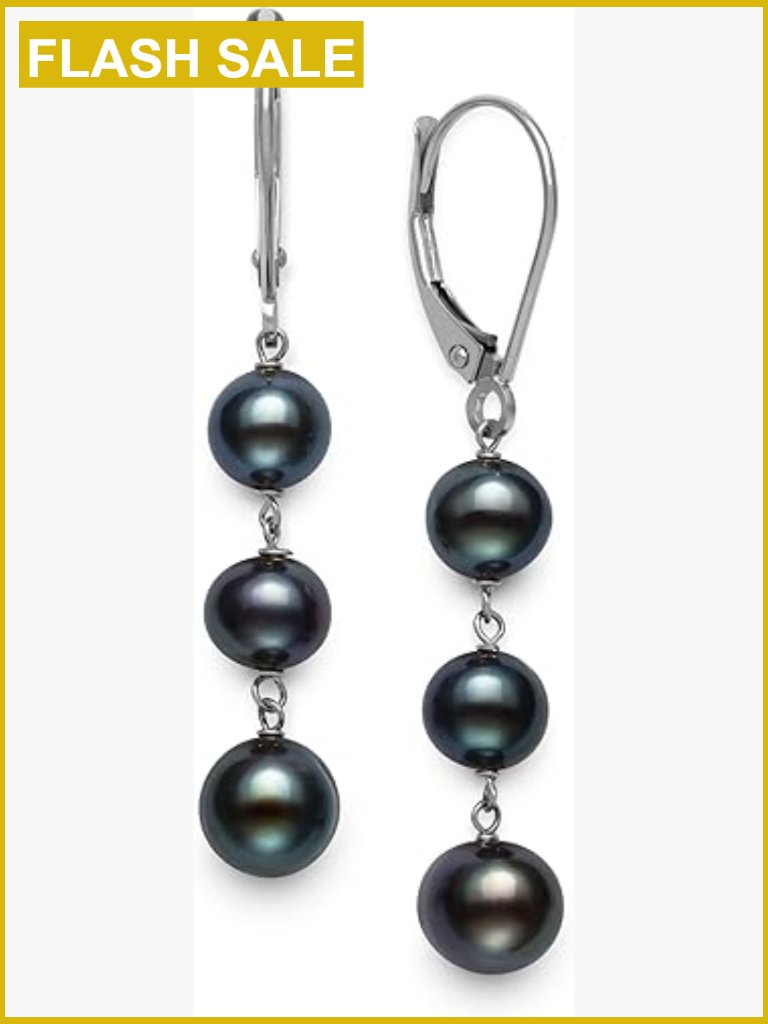Freshwater Pearl Dangle Drop Earrings Leverback 1.5 Inches
